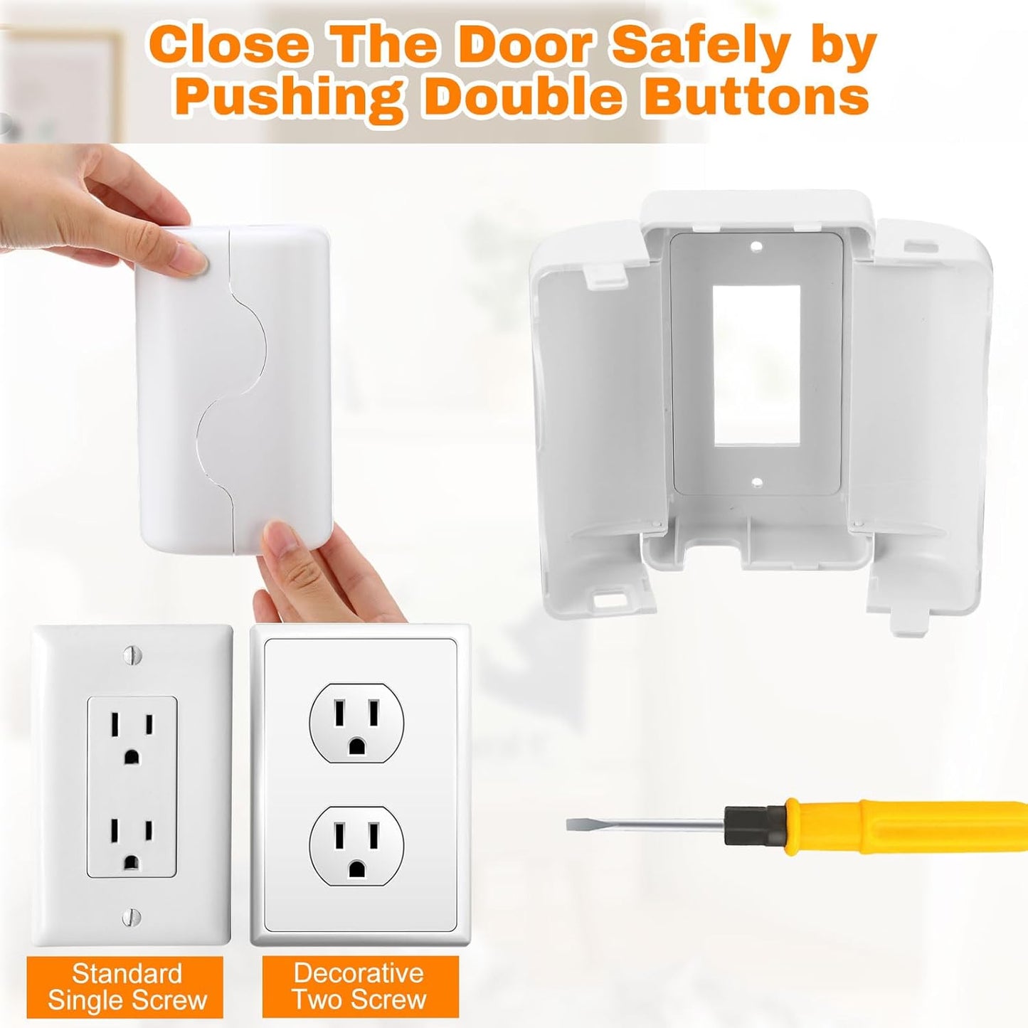 Tellegloww 4 Pack Safety Outlet Cover Box Wall Outlet Cover for Baby Proofing Extra Large Electrical Plugs and Adapters Receptacle Box Receptacle Protector with Childproof Lock & Cable Management