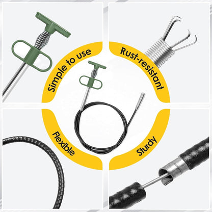 35" Flexible Drain Snake Grabber Tool, Upgraded Hair Clog Remover for Sink, Shower & Bathtub, Easy Reach Plumbing Weasel