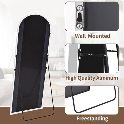 OGCAU Floor Full Length Mirror, 56"x20" Arched Full Body Mirror, Hanging or Leaning, Standing, Wall Mounted with Aluminum Frame for Bedroom Living Room, White