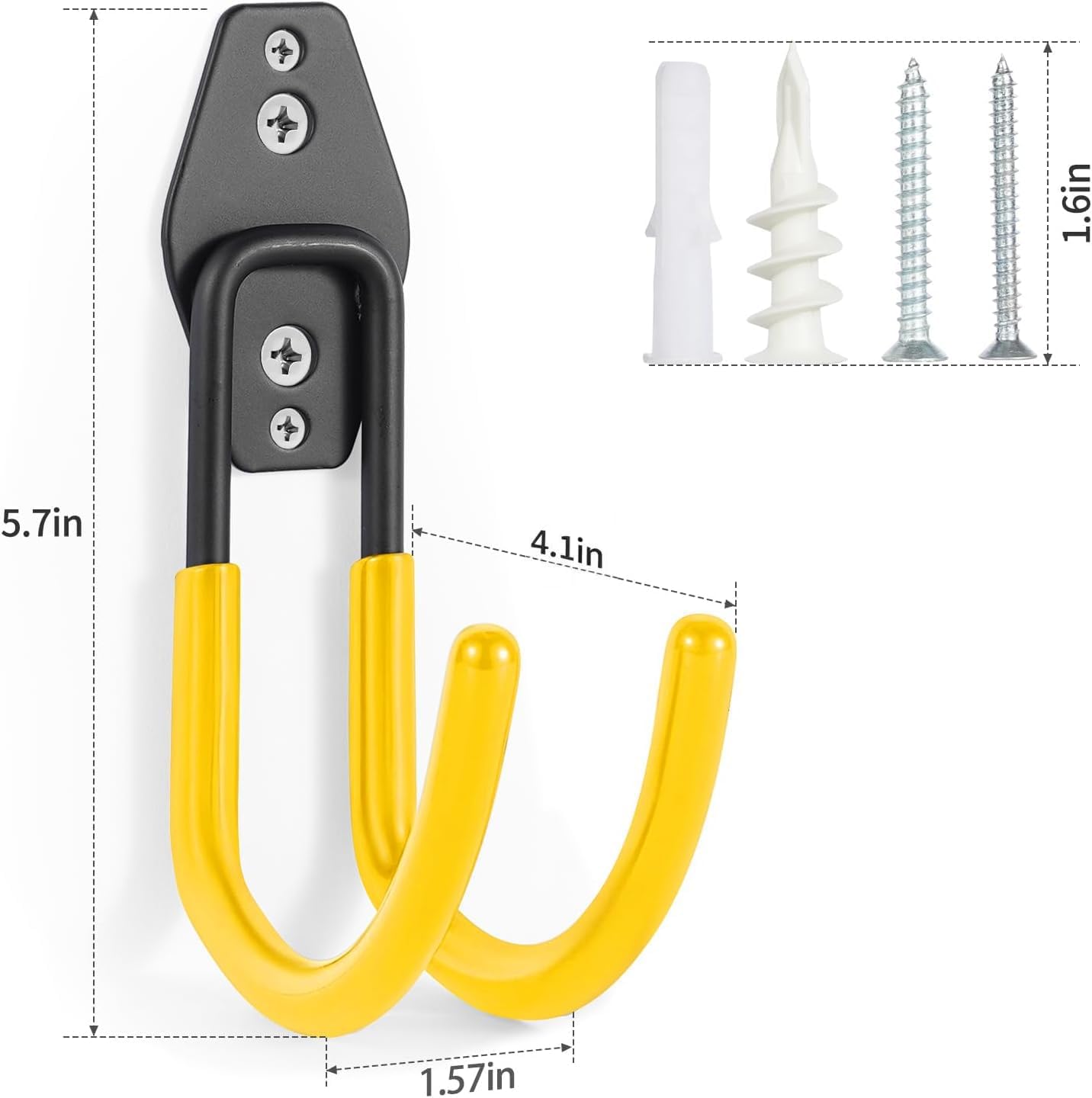 Hose Hanger Wall Mount 2 Pack,Heavy Duty Hose Holder with Screws Metal Hose Hangers for Outside,Hose Rack Suitable for Garage,Garden and Yard,Black