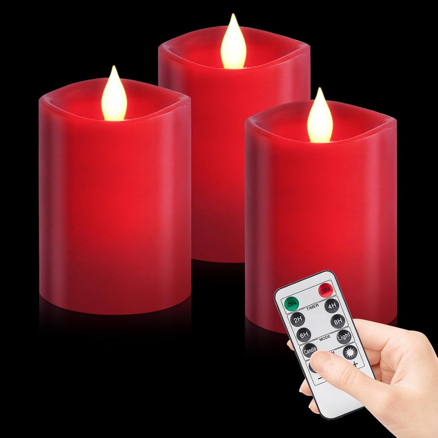 3"x4" Flickering Flameless Battery Candles with Timer, White Realistic LED Pillar Candles, Set of 2 Large Remote-Operated Candles for Home Indoor/Outdoor & Holiday Decor