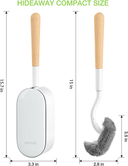 Toilet Bowl Brush and Holder, OSCIOSS Toilet Brush Set with Ergonomic Design, Compact Size, Durable Bristles, RV Toilet Brushes & Holders for Dead Corner Clean (White, 1pack)