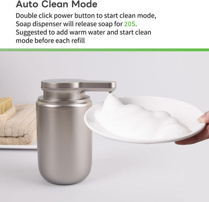 LAOPAO Automatic Foaming Soap Dispenser Plastic, Rechargeable Touchless Foam Hand Soap Dispenser for Bathroom, ABS Soap Pump for Kitchen, Water-Resistant, Xmas Gift 10oz, Plastic (NOT Metal)