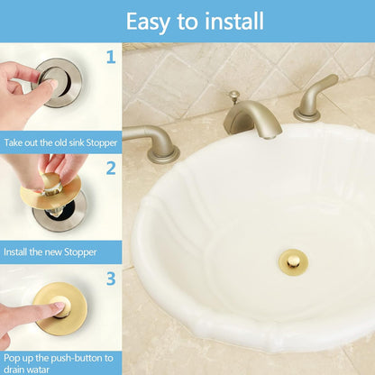 QYHNYJF Bathroom Sink Stopper with Hair Catcher – Universal Pop-Up Drain Strainer for 1.1–1.5 inch US Standard Sink Drain Holes, Anti-Clog Basin Stopper, Silver