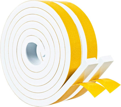 Yotache Weather Stripping Door Seal Strip White 3/8" x1/8", 50Ft Total, Foam Insulation Tape Gasket for Door Frame and Windows, 3 Rolls x 16.5Ft
