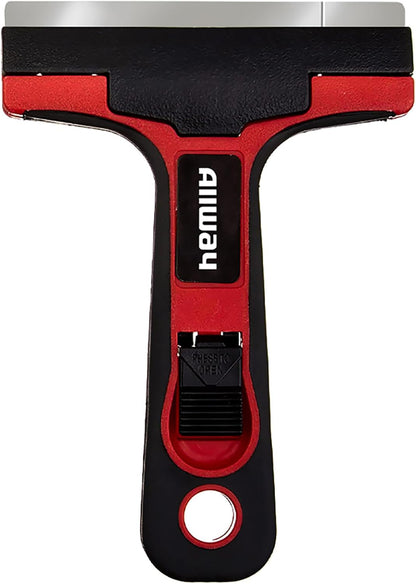 ALLWAY GTS-G Glass & Tile Scraper with Snap-On Blade Guard, 4" | Soft-Grip Handle, Easy Blade Change