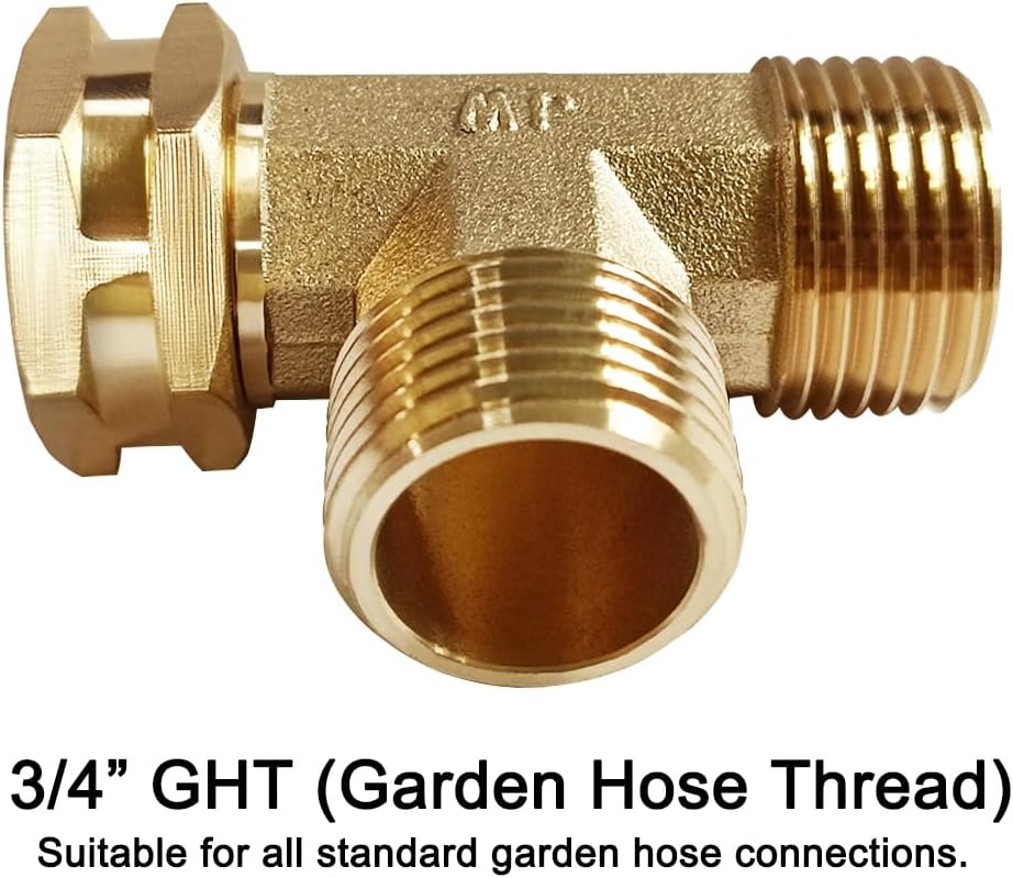 Joywayus 2PCS Brass 3/4" GHT Garden Hose Splitter Body Backyard 2 Way Y Shaped Swivel Connector Threaded Pipe Fitting Coupler Adapter with Washer