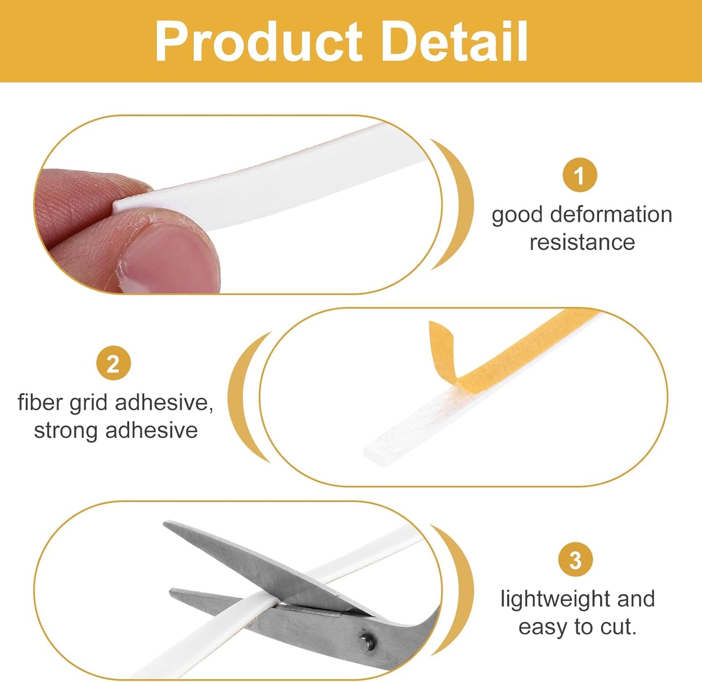 MECCANIXITY Weather Door Seal Strip Tape, Door Insulation Stripping Single Side Strong Self Adhesive Foam Tape Gap Filler for Door, Window, 1/4 Inch x 1/16 Inch x 32 Feet White 2 Pack