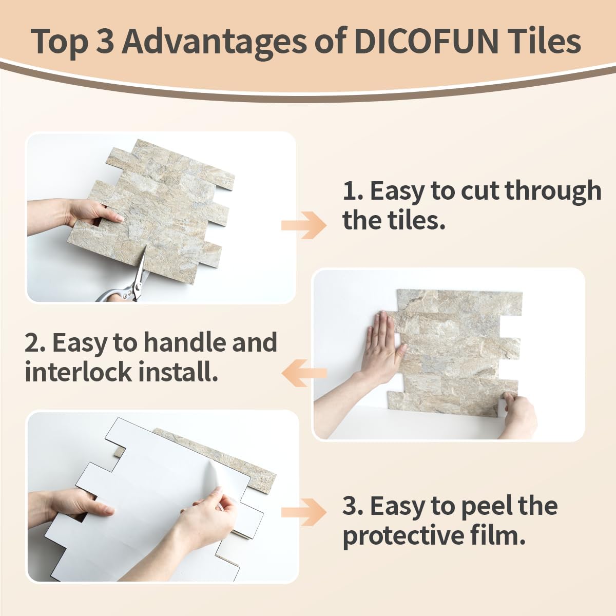 DICOFUN 10-Sheet Polished White Thick PVC Peel and Stick Backsplash, Ceramic Look Subway Tile White Kitchen Backsplash Peel and Stick Wall Tiles