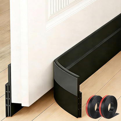 Black Door Draft Stopper 2” W x39”L, Door Bottom Blocker for Exterior/Front Doors, Adjustable Under Door Seal Sweep Weather Stripping, Sound Proofing Door Insulation Strips