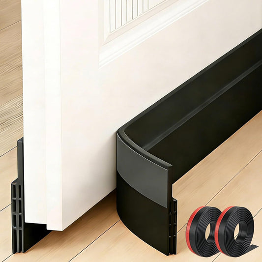 Black Door Draft Stopper 2” W x39”L, Door Bottom Blocker for Exterior/Front Doors, Adjustable Under Door Seal Sweep Weather Stripping, Sound Proofing Door Insulation Strips