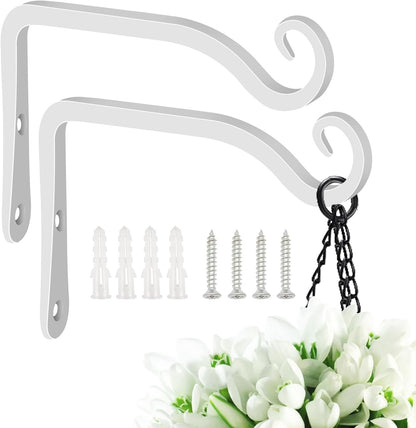 FEED GARDEN Heavy Duty Plant Hangers Outdoor Indoor, 8 Inch 2 Pack Metal Hanging Bracket Holds Up to 44 lbs, Wall Brackets for Hanging Baskets, Bird Feeders,Wind Chime& Lanterns, Black