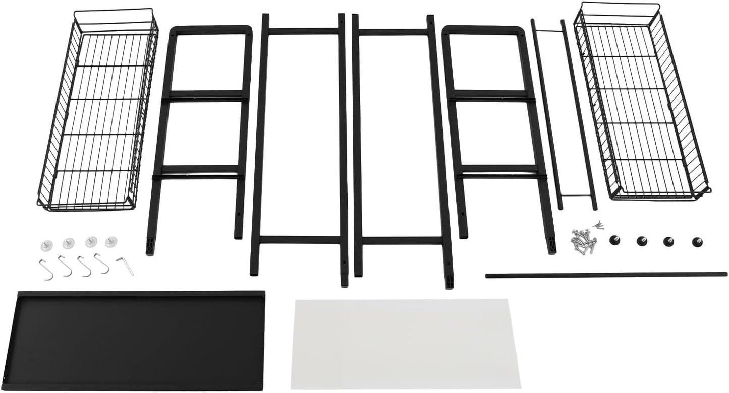 mignonnememe Over Washer and Dryer Shelves 3 Tier Shelving Laundry Room Storage Organization Clothes Drying Rack with 4 Hooks for Laundry Room Toilet (Black)