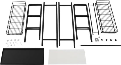mignonnememe Over Washer and Dryer Shelves 3 Tier Shelving Laundry Room Storage Organization Clothes Drying Rack with 4 Hooks for Laundry Room Toilet (Black)