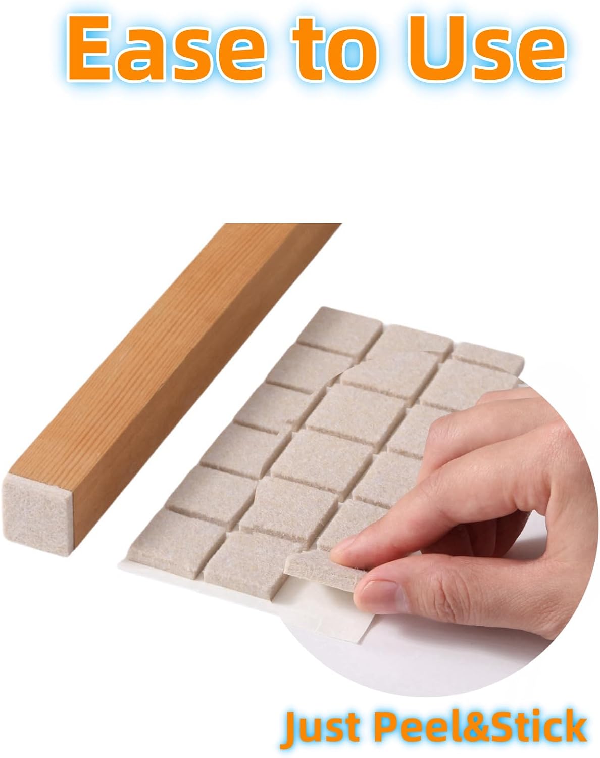 Furnigear Felt Furniture Pads for Hardwood Floors - Self Adhesive Chair Felt Pads, Floor Protector for Furniture Feet, Furniture Sliders Moving Your Furniture Smoothly - Anti Scratch 96 Pcs 3/4" Round