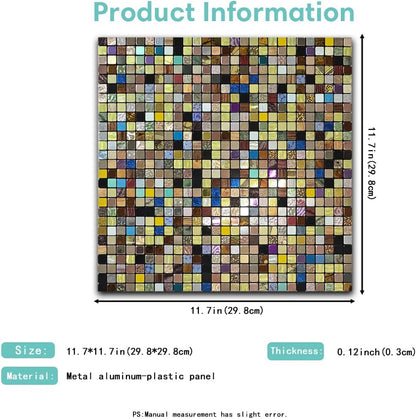 10 Sheets Peel and Stick Backsplash, Waterproof Mosaic Tile Self-Adhesive - Easy Cut to Size for Kitchen, Bathroom, Fireplace DIY Installation (10, Green+Blue Brushed)