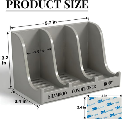Soap Holder for Shower Wall, 3-Compartment Soap Dish for Shampoo, Conditioner and Body Soap, Fast Draining & Rust-Proof & Heavy Duty, Ultra-Strong Adhesive for Long-Term Bathroom Use & Freestanding