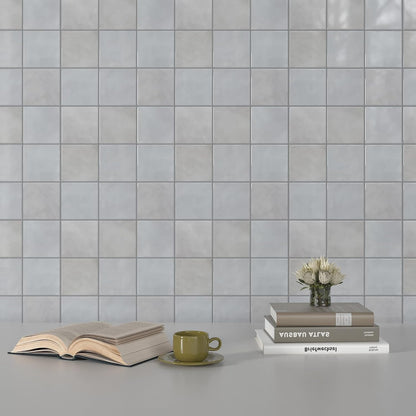 CHIHUT 6 Sheets 12"x12" Glossy Grey Concrete Checkered Peel and Stick Backsplash Tiles Waterproof Heat Resistant Self Adhesive Vinyl Wall Tiles for Kitchen Bathroom Laundry Room Renter Friendly Tiles
