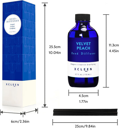 Xcleen Reed Diffusers Set, 3.7 Oz Scent Diffuser, 6 Reed Diffuser Sticks, Home Fragrance Hyacinth, Peony & Citrus, Aromatherapy Oil Diffuser Reeds, More Masculine Scent, Bathroom & Office Decor 110ml