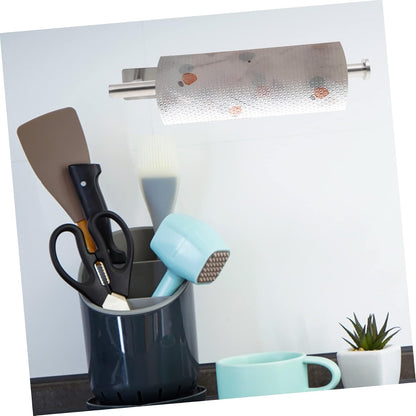 Mobestech Nail-Free Wall-Mounted Stainless Steel Towel Rack for Kitchen 1-Piece Cleaning Cloth Holder Space-Saving Organizer for Home Use