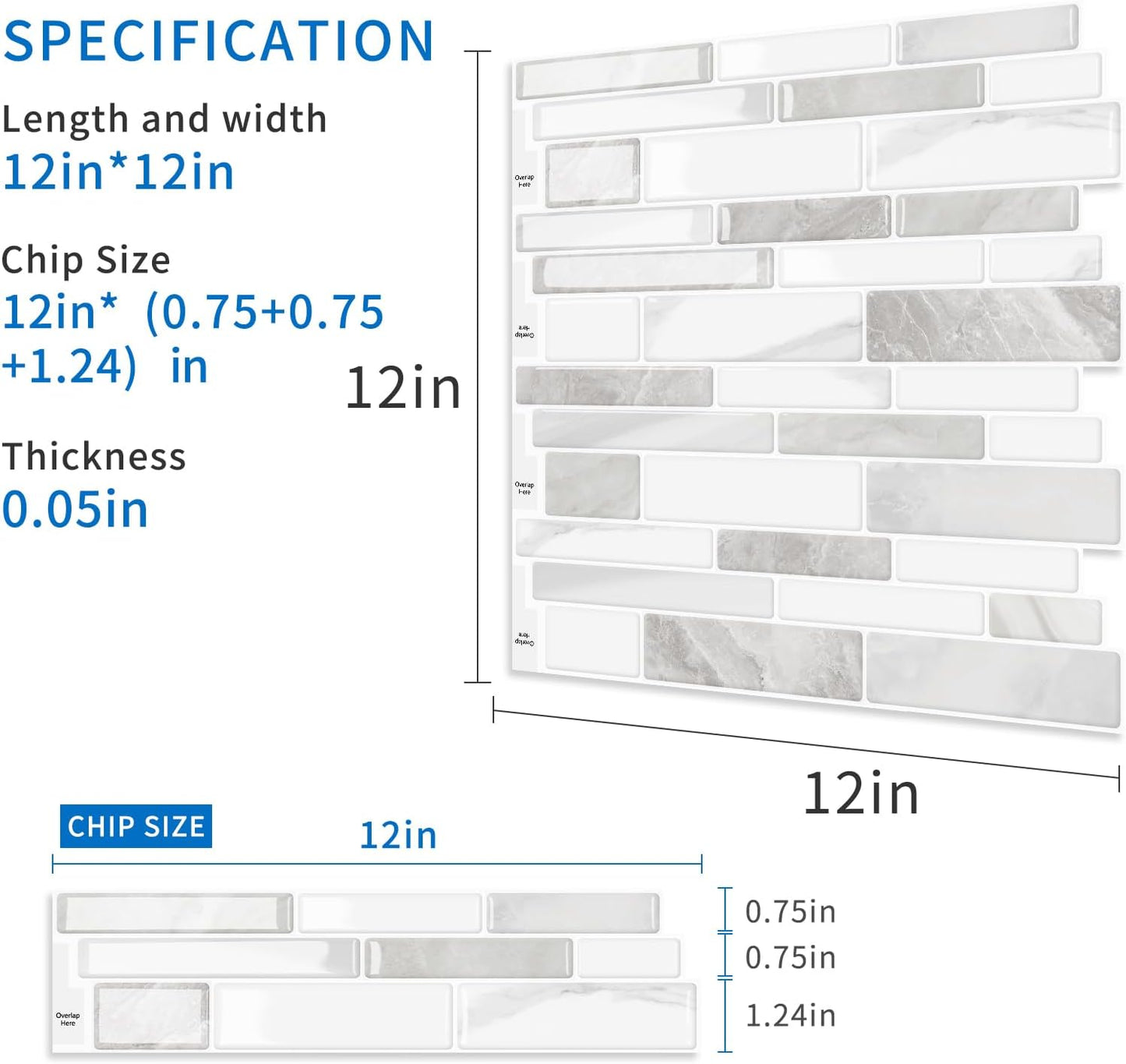 10-Sheet Peel and Stick Kitchen Backsplash Tiles | 3D Waterproof Self Adhesive Wall Tile Stick on Backsplash for Kitchen and Bathroom(Sage Green,12"×12")