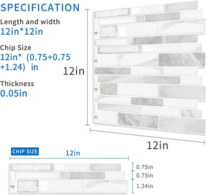 10-Sheet Peel and Stick Kitchen Backsplash Tiles | 3D Waterproof Self Adhesive Wall Tile Stick on Backsplash for Kitchen and Bathroom(Sage Green,12"×12")