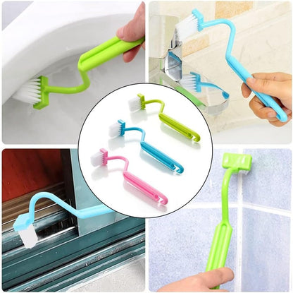3-Pack Toilet Brush Set, V-Shaped Under Rim Cleaning Brushes with Curved Handles for Deep Corner Scrubbing, Flexible Bristles for Bathroom Sink Stove and Floor Drain, Green Pink Blue