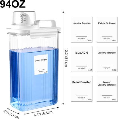 94 OZ Laundry Detergent Dispenser, Laundry Soap Dispenser, Fabric Softener Dispenser, Liquid Laundry Detergent Container, Laundry Room Organization and Storage, 2 Pack