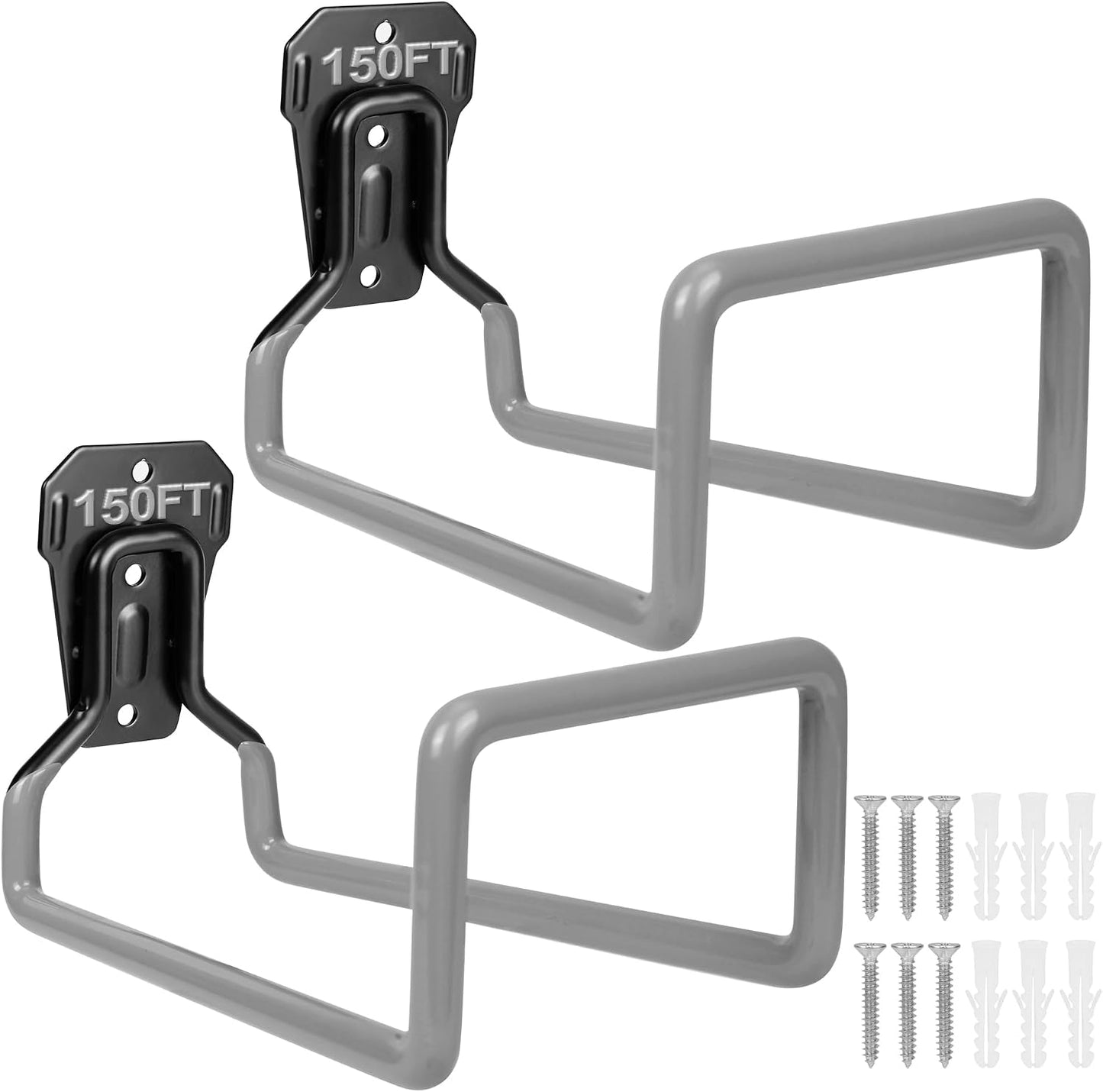 PeoMev 2pcs Heavy Duty Hose Hanger Garden Hose Storage Black Water Hose Holders for Outside Wall Mount Garden Hose Reel Hose Stand
