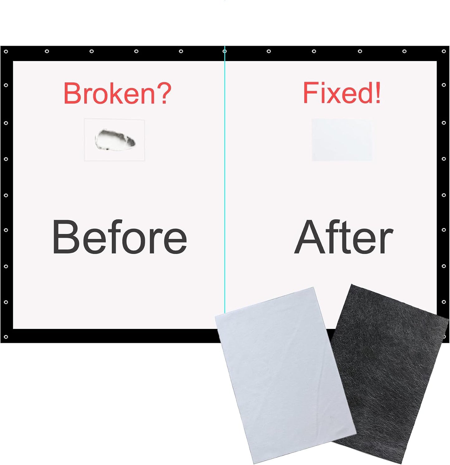 Golf Simulator Screen Patch Kit - Pack of 2 Adhesive Screen Patches (Peel & Stick, Iron-On for Strong Bond)