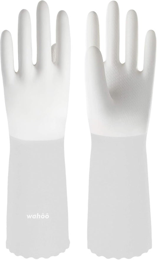 LANON Protection wahoo PVC Dishwashing Cleaning Gloves, Reusable Unlined Kitchen Gloves, Non-Slip, Large