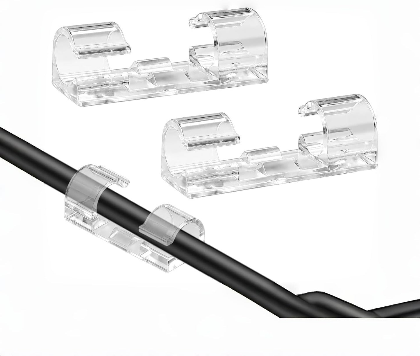 40 PCS Clear Adhesive Cable Clips, Strong Wire Holders for Cords, Durable Cable Management Clips & Cord Clips for Home Office Car Desk Wall TV PC Ethernet Cable