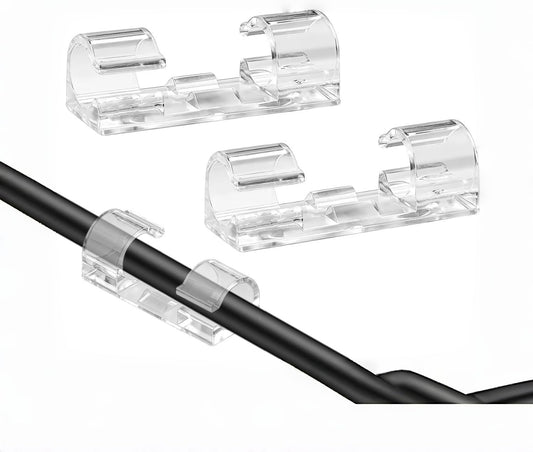 40 PCS Clear Adhesive Cable Clips, Strong Wire Holders for Cords, Durable Cable Management Clips & Cord Clips for Home Office Car Desk Wall TV PC Ethernet Cable
