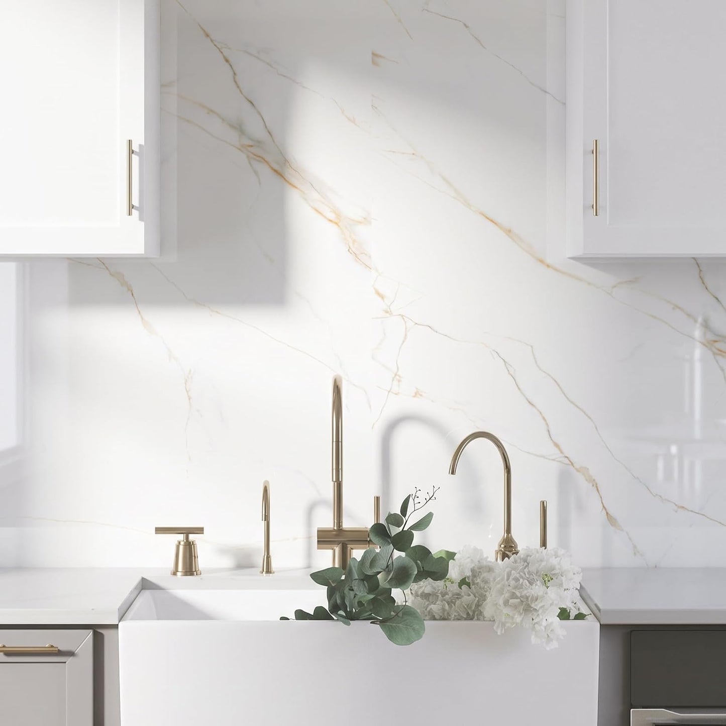 Marble Peel and Stick Waterproof Wall Paneling, 118" x 47" Carrara White Matte Finish Self-Adhesive Backsplash Tile Vinyl Wall Panel for Kitchen Bathroom Wall Decor, Covers 38.75 Sq. Ft.