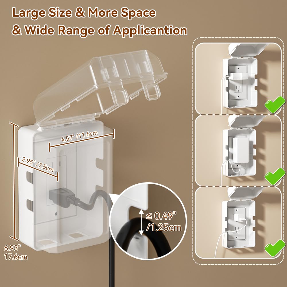 Mom's Choice Gold Awards Winner - EUDEMON 1 Pack Updated Baby Safety Electrical Outlet Cover Box Childproof Plug Cover - More Space for Large Plugs Easy to Install & Use (White)