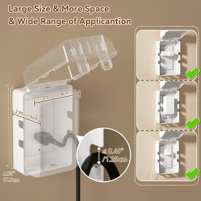 Mom's Choice Gold Awards Winner - EUDEMON 1 Pack Updated Baby Safety Electrical Outlet Cover Box Childproof Plug Cover - More Space for Large Plugs Easy to Install & Use (White)