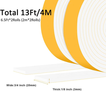 Upgraded Strong Adhesive Foam Weather Stripping Door Seal Insulation Tape for Insulating Door,Window, Air Conditioner Noise-Reduction Self Adhesive Sealing Weatherstrip (1 in x 1/2 in x 10 Ft) - Colors A
