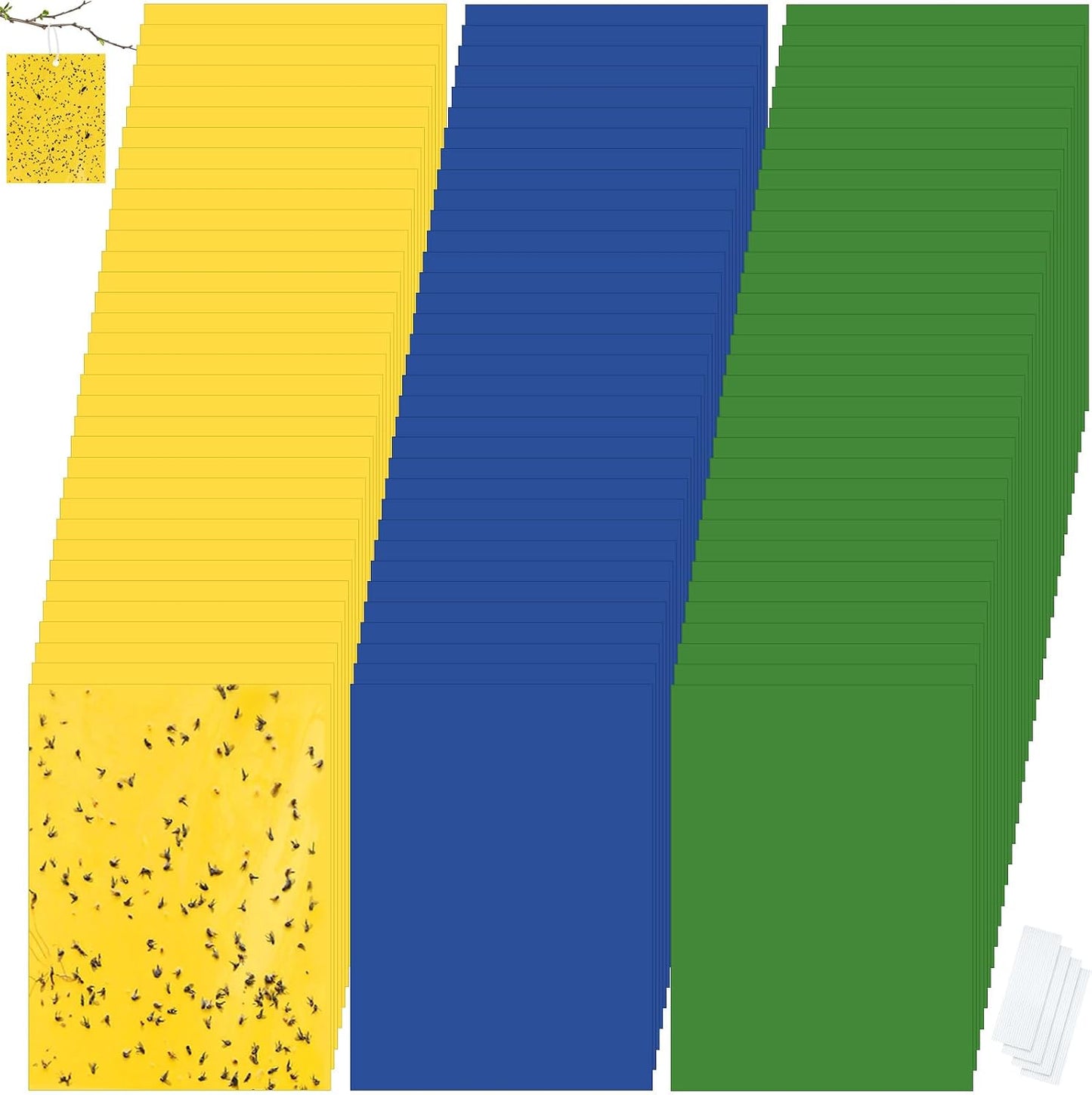 Qualirey 150 Pcs 6x8 Inch Yellow Sticky Traps for Gnats, Dual-Sided Sticky Gnat Traps for Indoor Outdoor Plants, Pest Control for Fungus Gnats, Fruit Flies, Whiteflies – Bulk Pack with Twist Ties