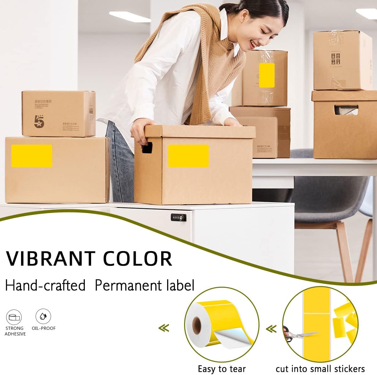 PARLAIM 3 X 5 Inch Rectangle Adhesive Color Coding Stickers,Square Inventory Stickers -250 Per Dispenser Box (Fluorescent Green)