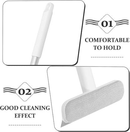 Multipurpose Window Squeegee with Double-Sided Glass and Screen Brush, Aluminum Alloy Frame, Small Home Glass Door and Shower Squeegee for Cleaning, White