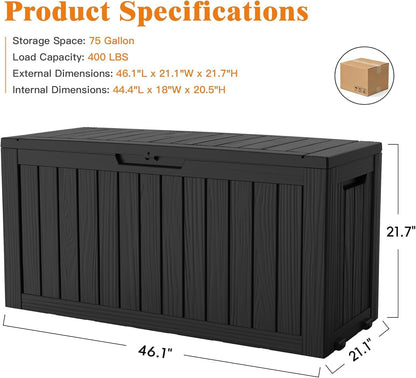 Outdoor Storage Box, 50 Gallon Waterproof Deck Storage Box, Lockable Patio Storage Bins for Package Delivery, Porch, Garden Tool, Cushions, Anti-Theft Weatherproof & UV-Resistant Parcel Drop Box