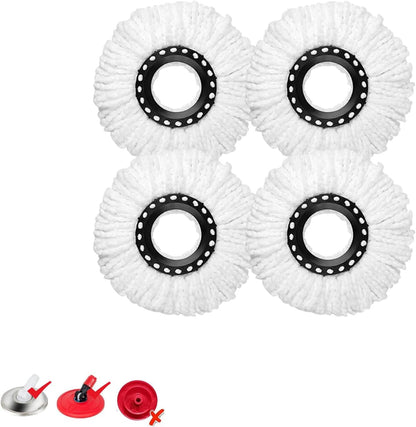 Spin Mop Replacement Head for 360 Spin Mop Bucket with Wringer Set Systems, Microfiber Spin Mop Refills，Easy Cleaning Round Shape Standard Size (4)