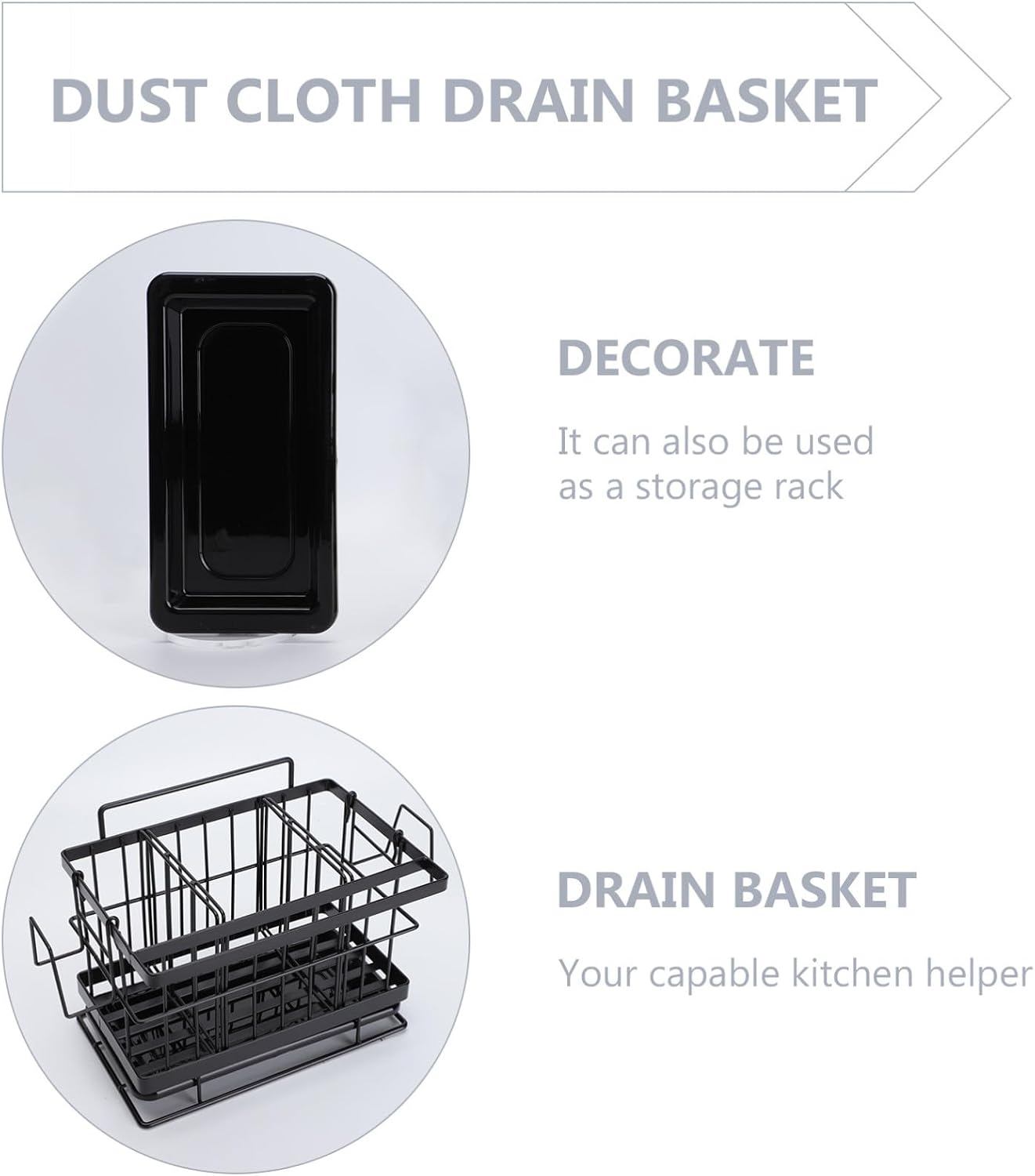Holibanna 1pc Stainless Steel Wall-mounted Organizer Rack for Kitchen Bathroom Adjustable Sink Drain Holder for Sponges Cloths and Cleaning Tools Easy to Install Space-saving Design