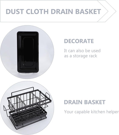 Holibanna 1pc Stainless Steel Wall-mounted Organizer Rack for Kitchen Bathroom Adjustable Sink Drain Holder for Sponges Cloths and Cleaning Tools Easy to Install Space-saving Design