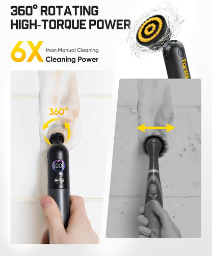 Fanttik Flip G10 Nano HomeCare Cordless Electric Spin Scrubber, 360° High-Torque Rotation, 2-Speed & 3-Angle, IPX7 Waterproof Cleaning Brush with 15 Brush Heads for Grout, Tiles, Sinks, Crevices