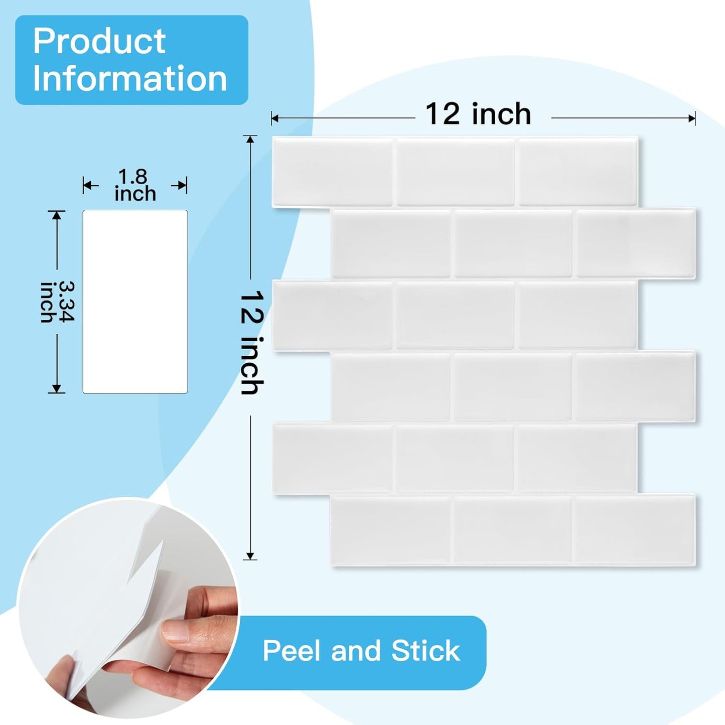 Art3d Peel and Stick Backsplash for Kitchen White Subway (10 Tiles, Thicker Design)