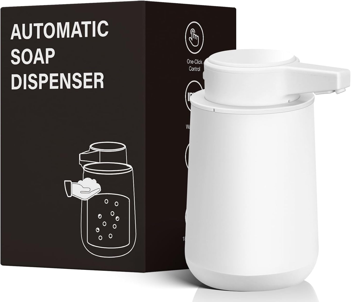 Automatic Soap Dispenser Foaming Touchless: 9oz Plastic Black Modern Rechargeable Electric Auto Foam Soap Dispenser - Bathroom Kitchen Hand Dish Lotion