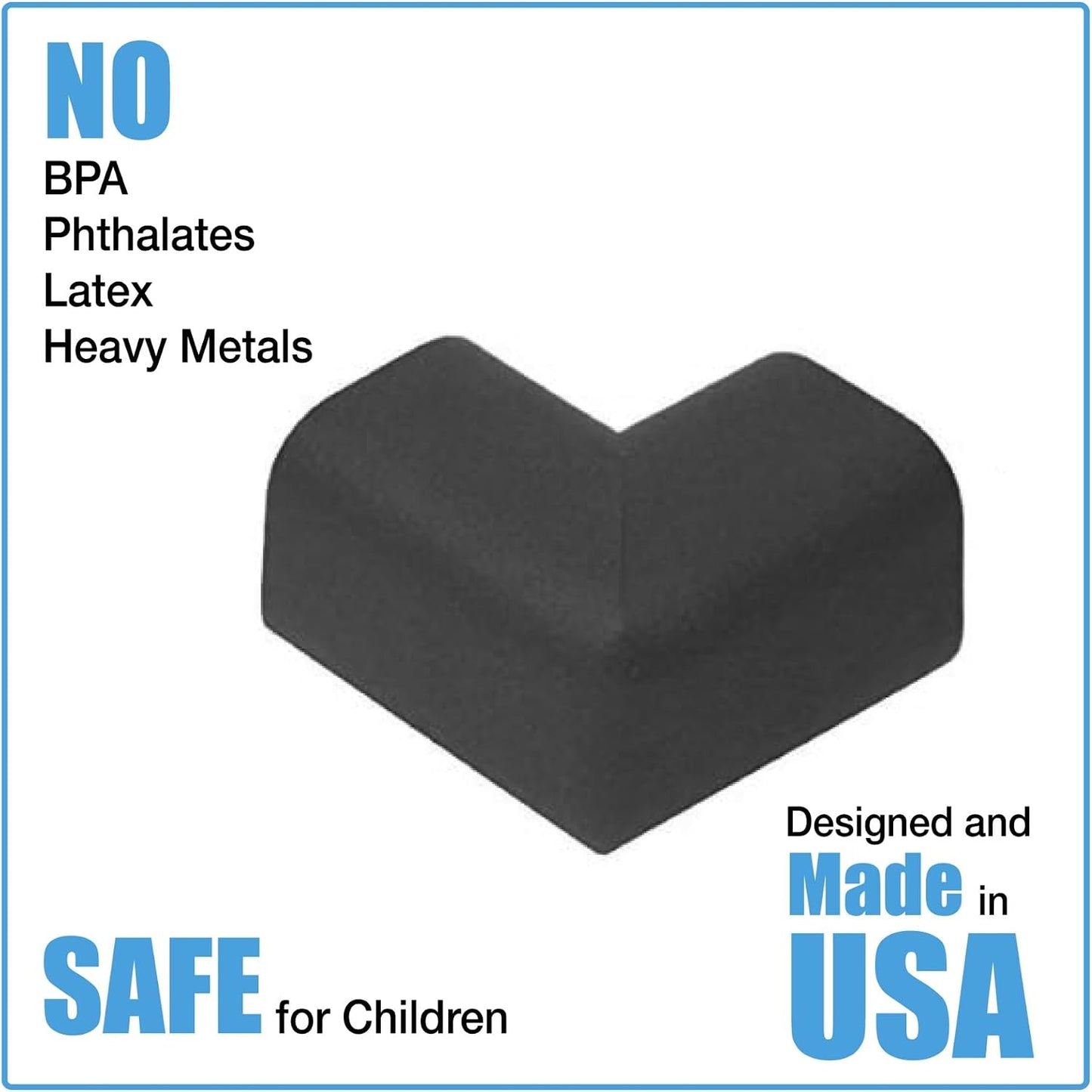 KidKusion 4-Piece Safety Corner Cushion, Black, Child Proofing Corner Guard, Made in USA, Child Safety, Home Furniture Safety Bumper, Baby Proof Table Protector, 4 Count (Pack of 1)