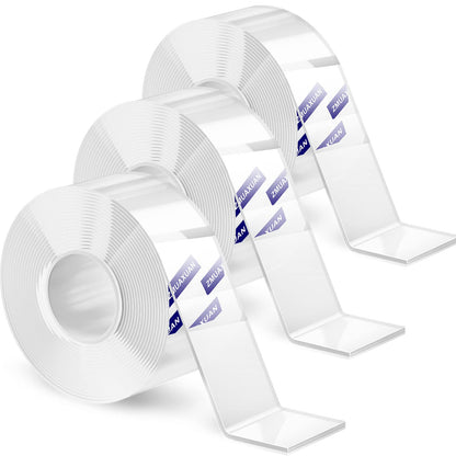ZMUAXUAN Strong Nano Double Sided Tape Heavy Duty Mounting,Clear Removable Wall Sticky Adhesive Strips,Reusable Thick Gel Grip for Hanging Picture,Poster,Carpet,Photo
