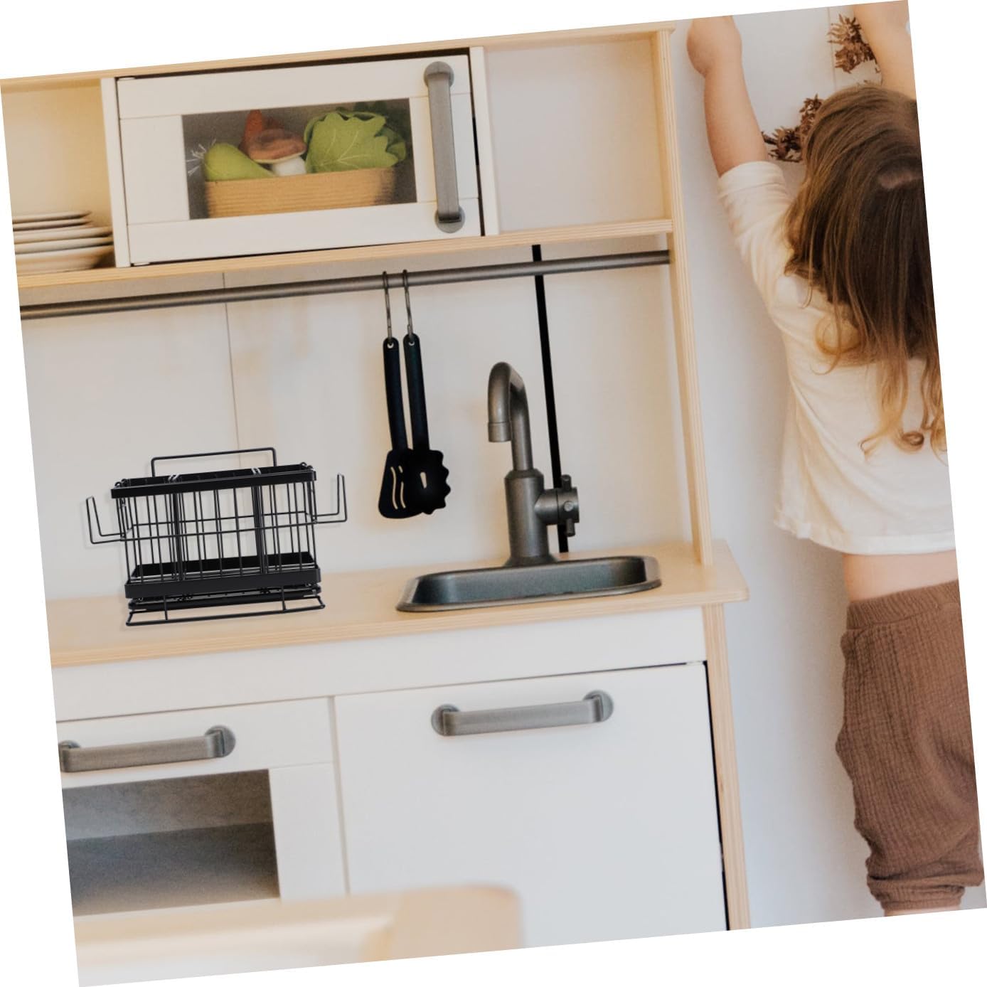1pc Wall-mounted Adjustable Stainless Steel Sponge Drain Rack for Kitchen Sink Dust Cloth Storage Basket Neat Organizer for Cleaning Tools and Utensils